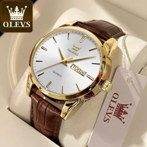 Montre Habillée Homme Olevs 6898 – Cuir Marron